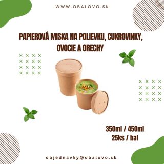 🍲 Ekologicky a štýlovo! ♻️ Naša papierová miska s viečkom je ideálna na polievky, orechy, cukrovinky alebo iné dobroty....